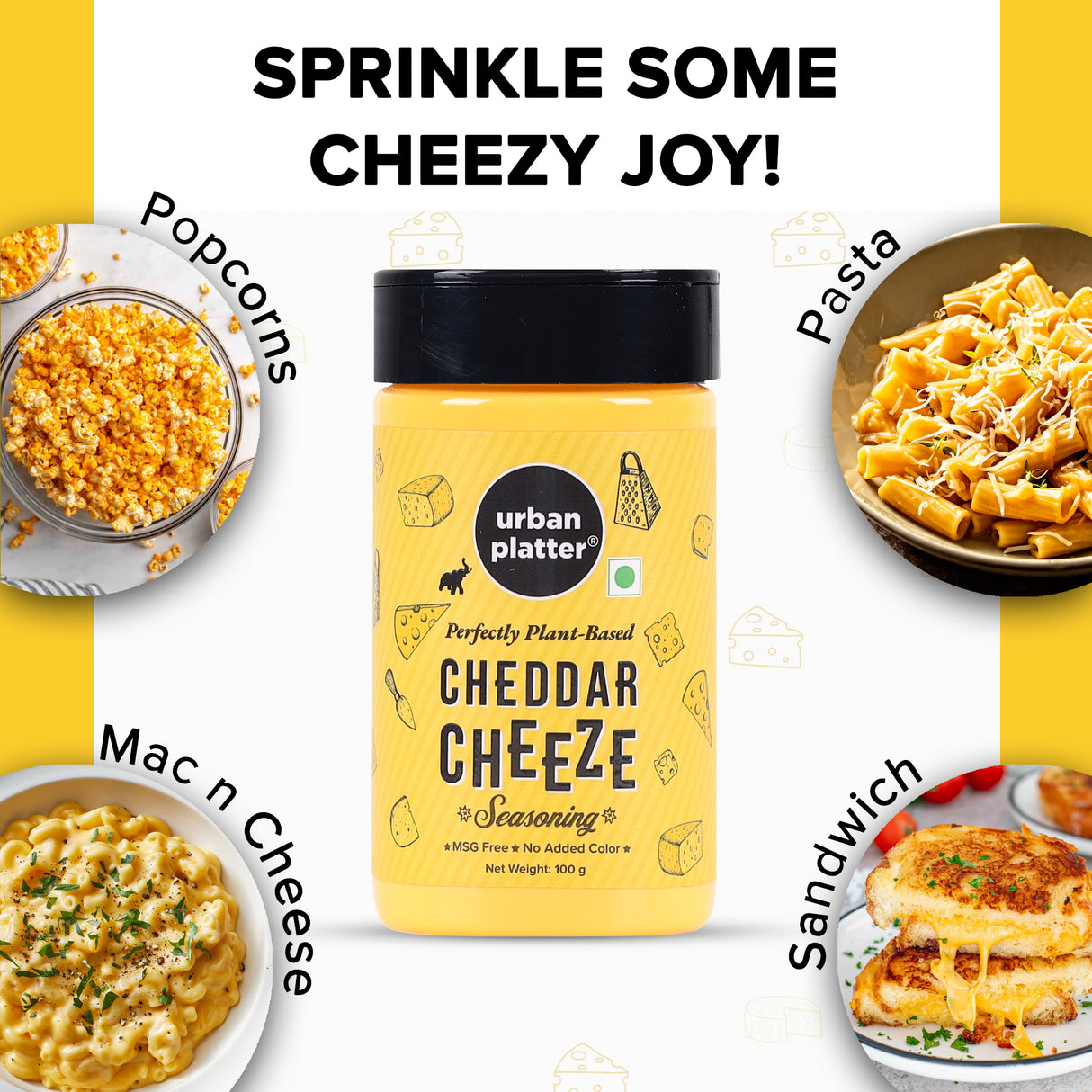 Urban Platter Cheddar Cheese Powder, 100g (An all purpose seasoning, Perfect for Pop Corn, Pasta, Fries Seasoning | Dairy-free)