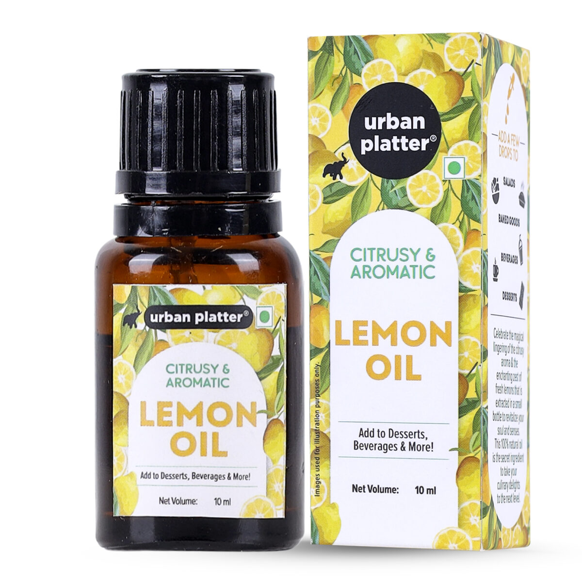 Urban Platter Lemon Oil, 10ml (For Cooking | 100% Pure | Strong Aroma | Refreshing Flavour)