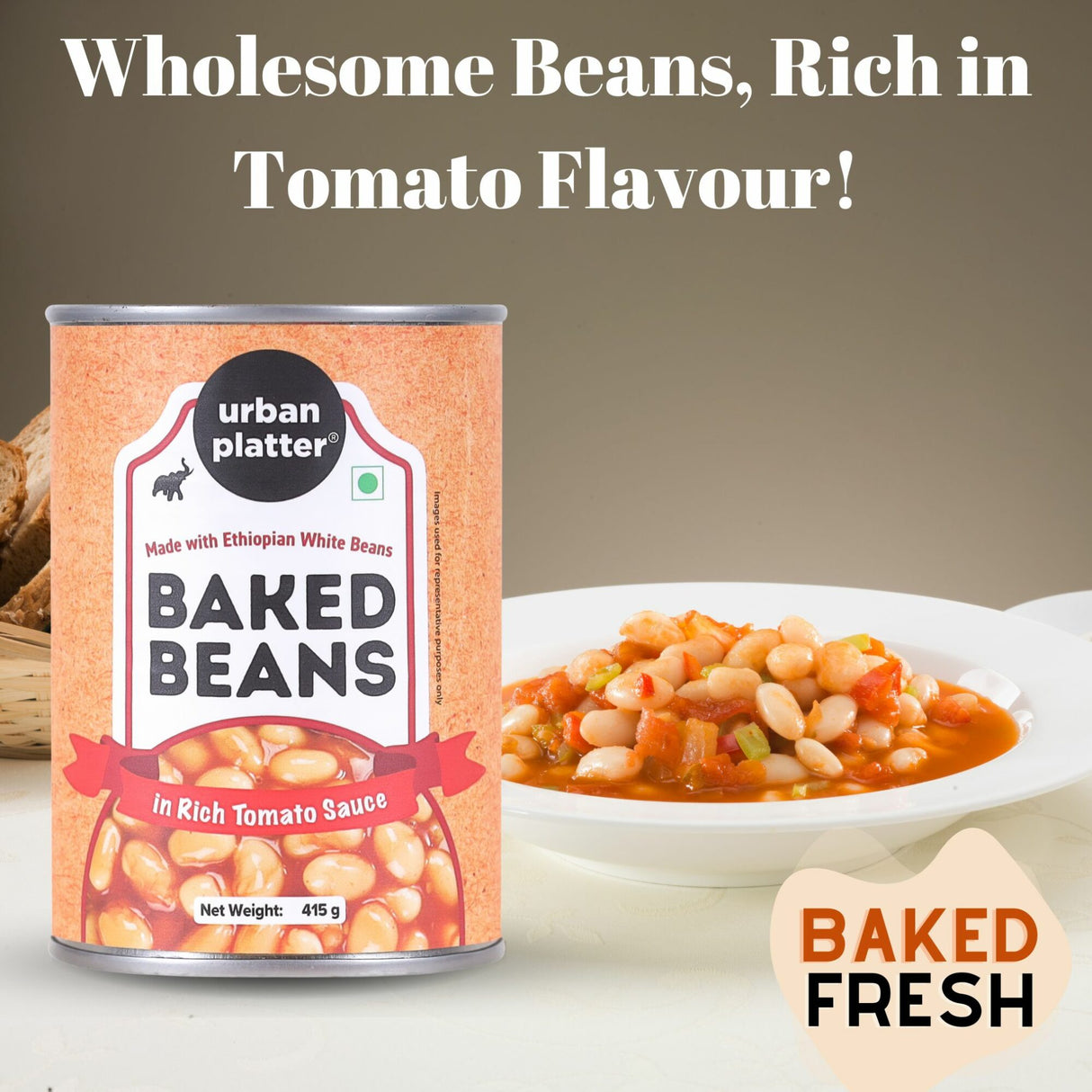 Urban Platter Heat & Eat Ethiopian Baked Beans in Tomato Sauce, 415g