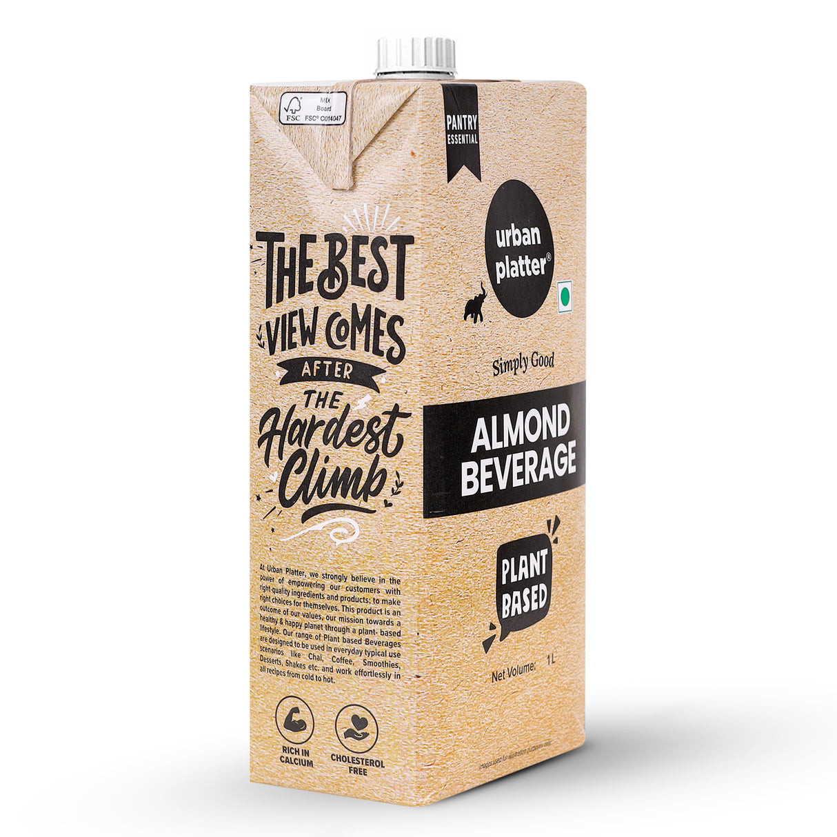 Urban Platter Almond Milk, 1 Litre [Unsweetened, Lactose-Free, Plant-Based Milk Alternative]