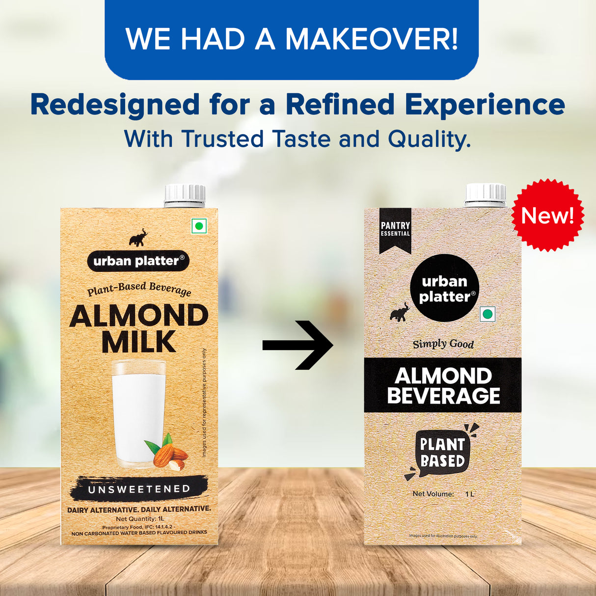 Urban Platter Almond Milk, 1 Litre [Unsweetened, Lactose-Free, Plant-Based Milk Alternative]
