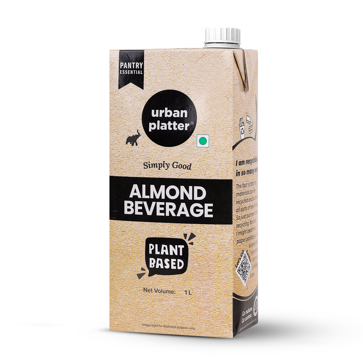 Urban Platter Almond Milk, 1 Litre [Unsweetened, Lactose-Free, Plant-Based Milk Alternative]