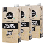 Urban Platter Almond Milk, 1L [Pack of 3, Unsweetened, Dairy-free, Plant-based]