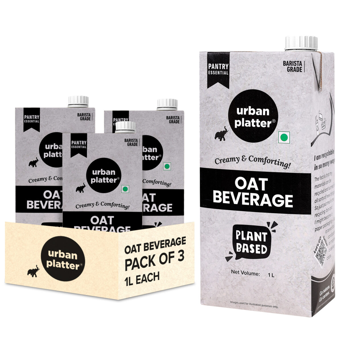 Urban Platter Oat Beverage, 1L (OatWOW | Plant Based | Barista Grade | Daily Pantry Essential | Creamy and Delicious)