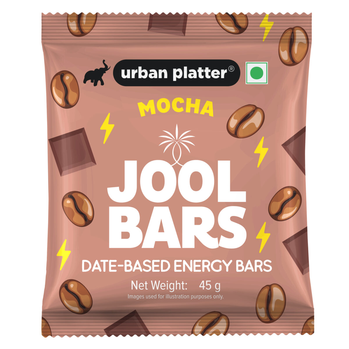 Urban Platter Mocha Jool Bars, 45g (Medjool Date Based | Energy Bars | Pack of 1 | Plant Based | With Rolled Oats and Almond Flour)