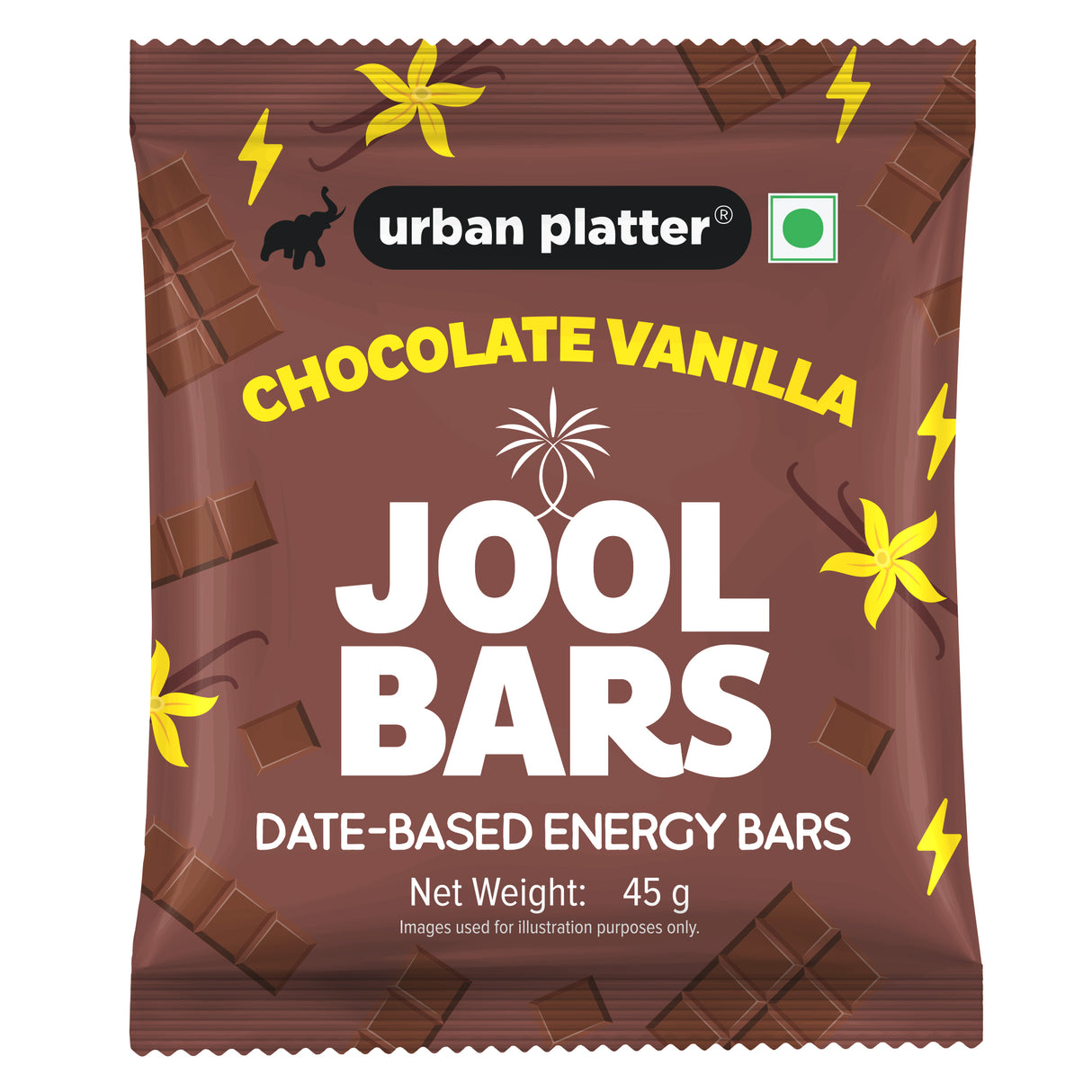 Urban Platter Chocolate Vanilla Jool Bars, 45g (Medjool Date Based | Energy Bars | Pack of 1 | Plant Based | With Rolled Oats and Almond Flour)