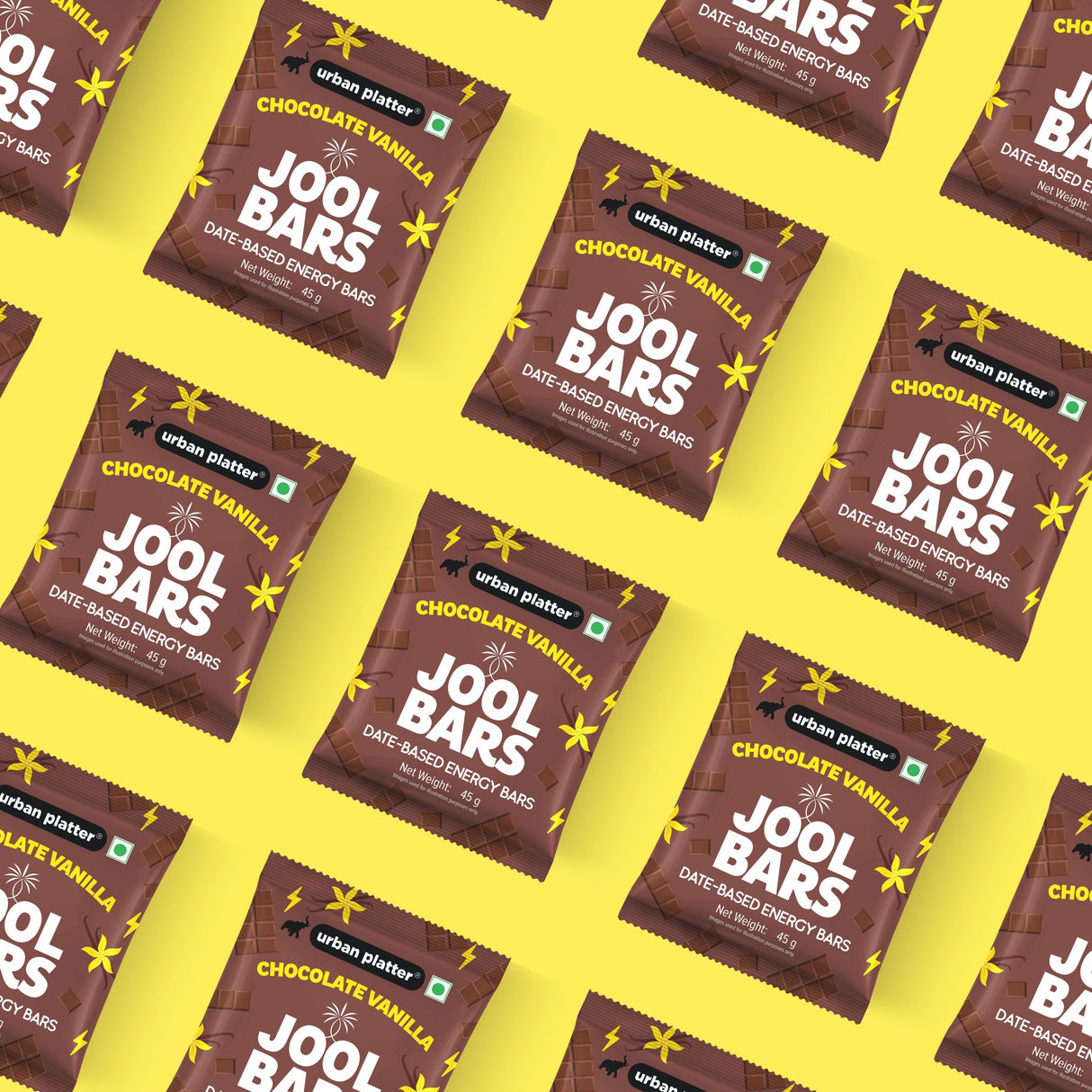 Urban Platter Chocolate Vanilla Jool Bars, 45g (Medjool Date Based | Energy Bars | Pack of 1 | Plant Based | With Rolled Oats and Almond Flour)