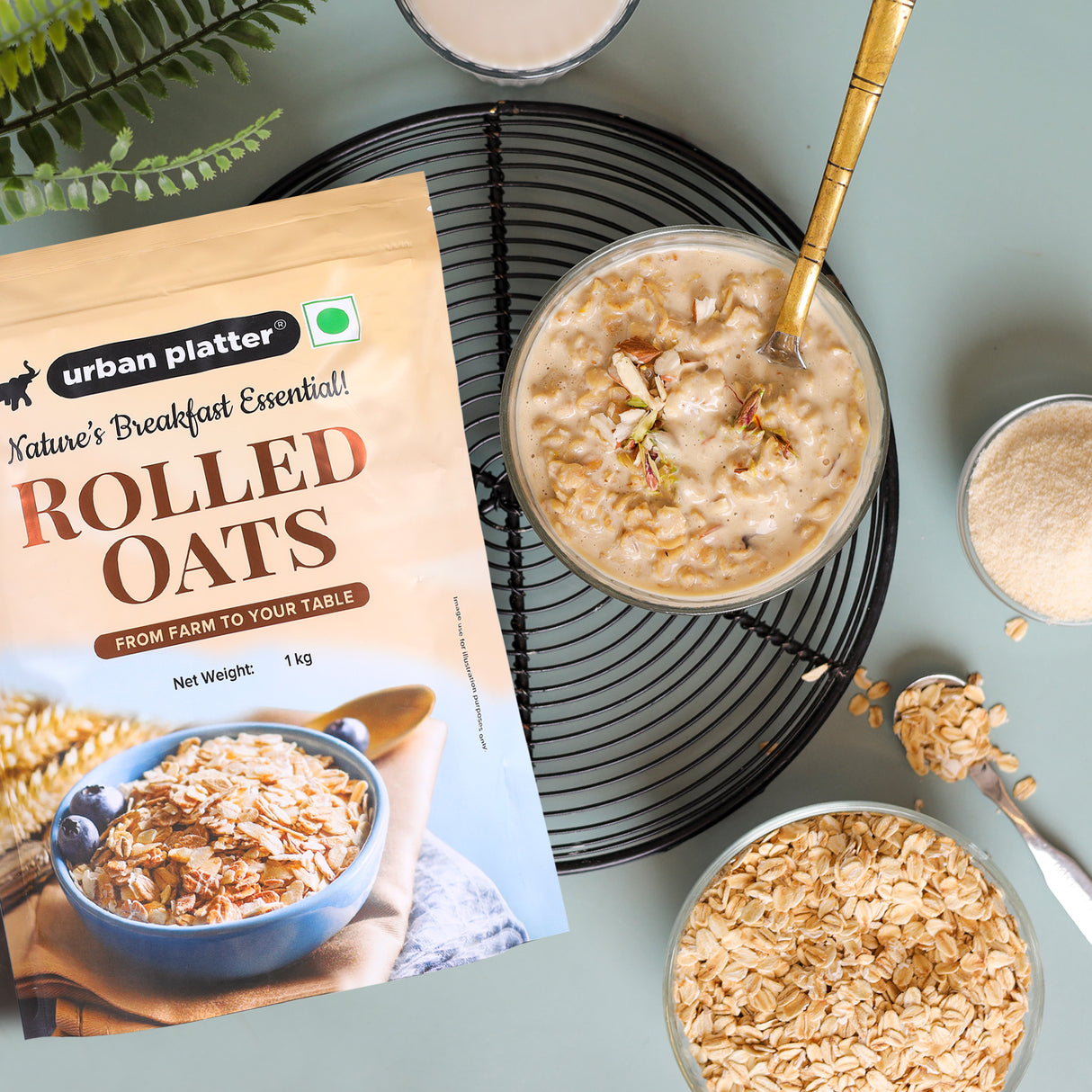 Rolled Oats, 1Kg (100% Whole Grain | High-fibre | High-Protein)