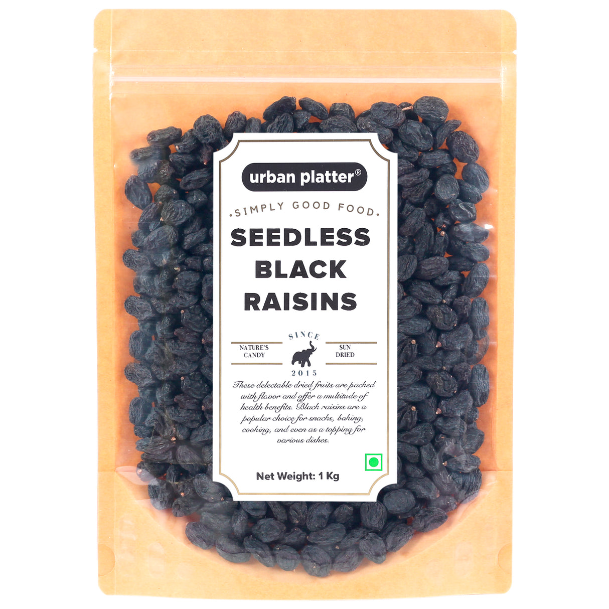 Urban Platter Seedless Black Afghan Raisins, 1Kg