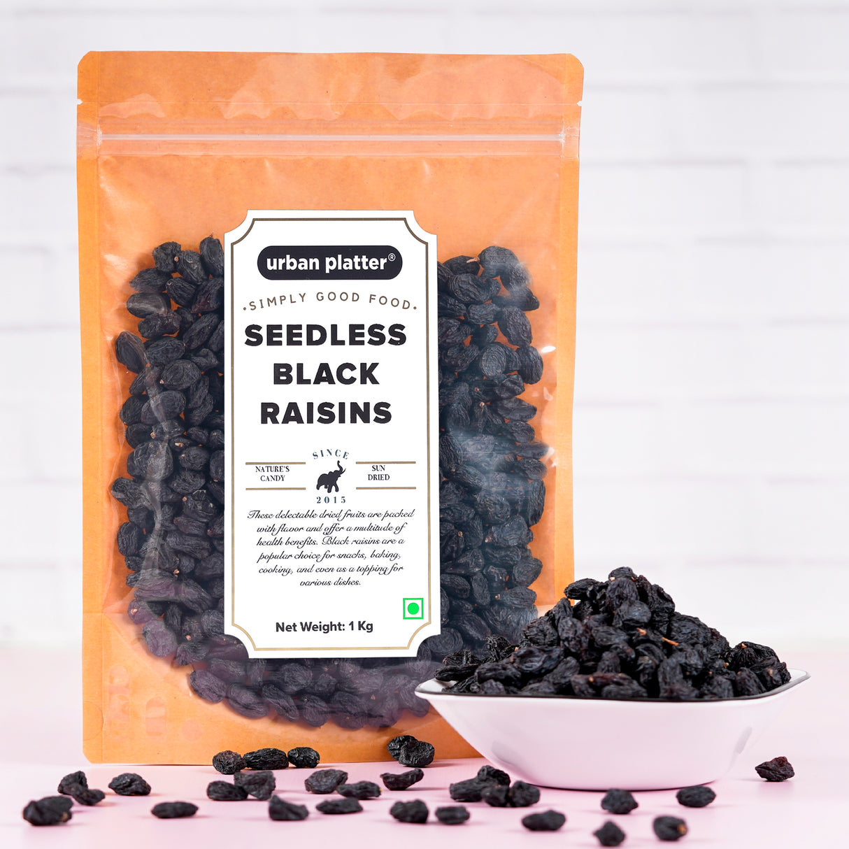 Urban Platter Seedless Black Afghan Raisins, 1Kg