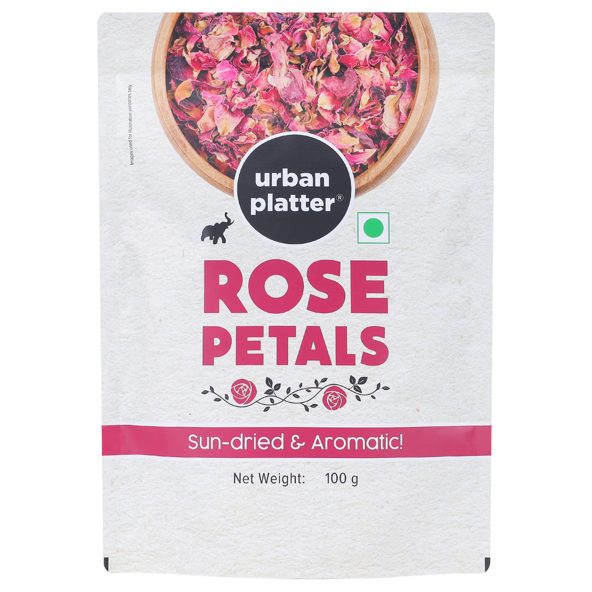 Urban Platter Sun Dried Rose Petals, 100g (100% Edible, Sun-Dried | Gulab Patti | Dried Rose Petals | Use in Tea, Baking, Making Rose Water, Crafting)