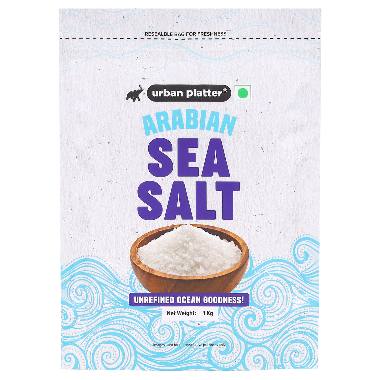 Urban Platter Arabian Sea Salt Crystals, 1Kg [Unrefined | Non-iodised | Impurity Free | Optically sorted | Natural Sea Salt | Use for pickling, scrubs, Herbal infusions]