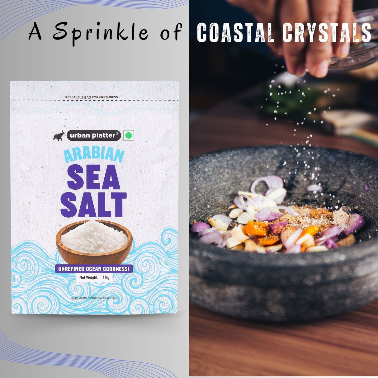 Urban Platter Arabian Sea Salt Crystals, [Unrefined | Non-iodised | Impurity Free | Optically sorted | Natural Sea Salt | Use for pickling, scrubs, Herbal infusions]