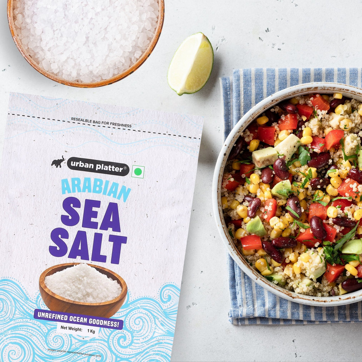 Urban Platter Arabian Sea Salt Crystals, [Unrefined | Non-iodised | Impurity Free | Optically sorted | Natural Sea Salt | Use for pickling, scrubs, Herbal infusions]