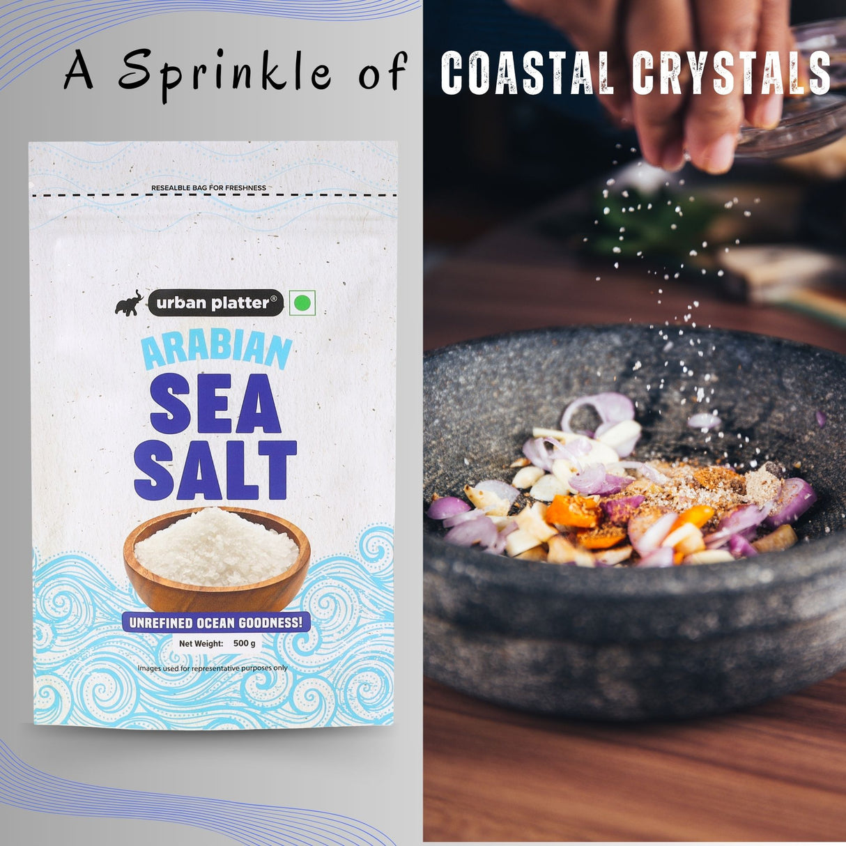 Urban Platter Arabian Sea Salt Crystals, [Unrefined | Non-iodised | Impurity Free | Optically sorted | Natural Sea Salt | Use for pickling, scrubs, Herbal infusions]