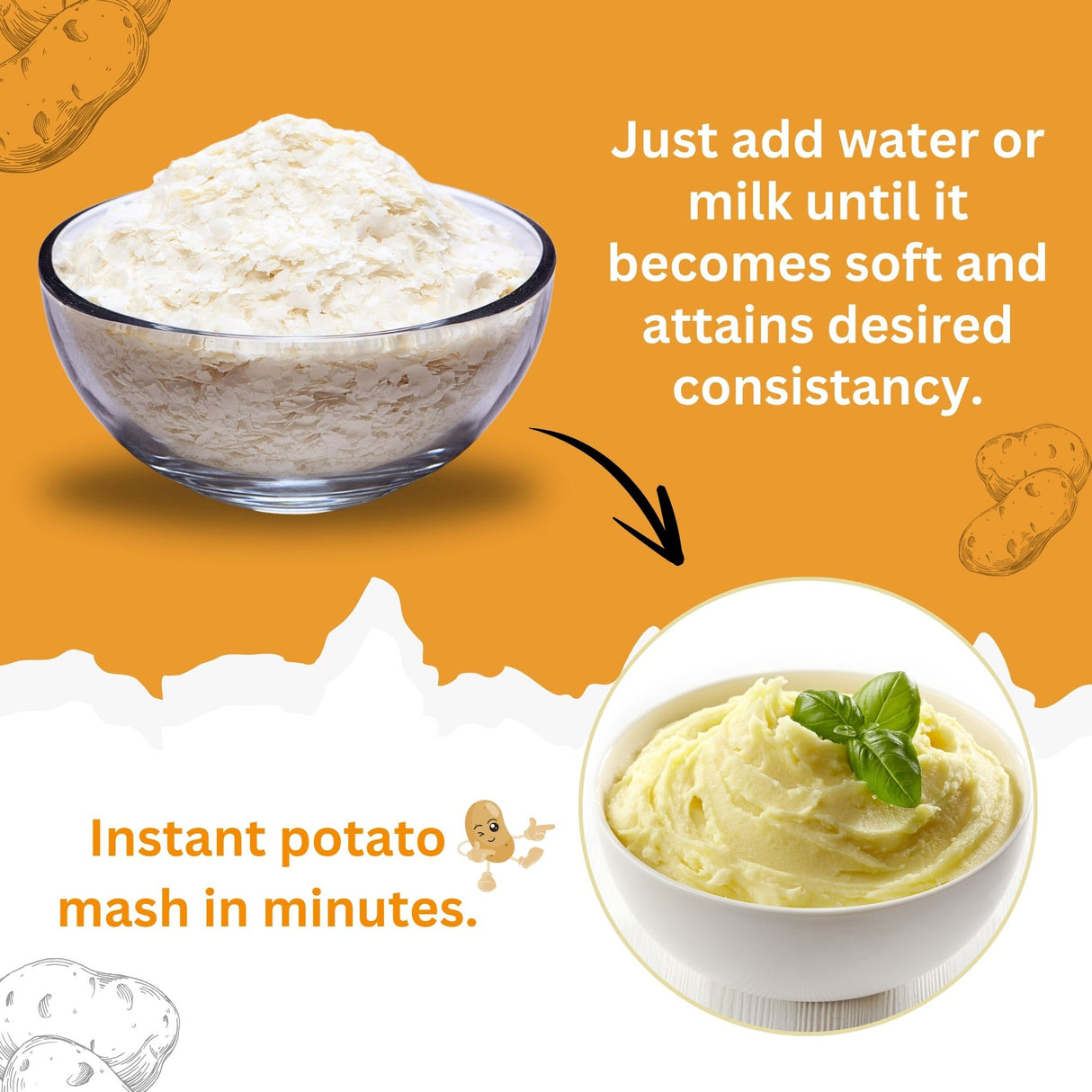 Urban Platter Potato Flakes 500g, (Dehydrated Potato Flakes | Ready to Use Dried Potato Bits | Quick and Convenient)