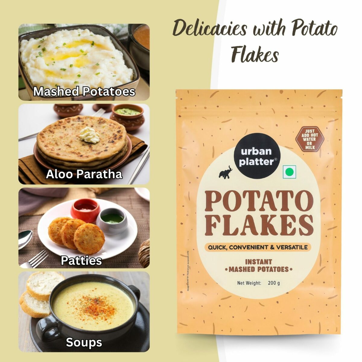 Urban Platter Potato Flakes, (Dehydrated Potato Flakes | Ready to Use Dried Potato Bits | Quick and Convenient)