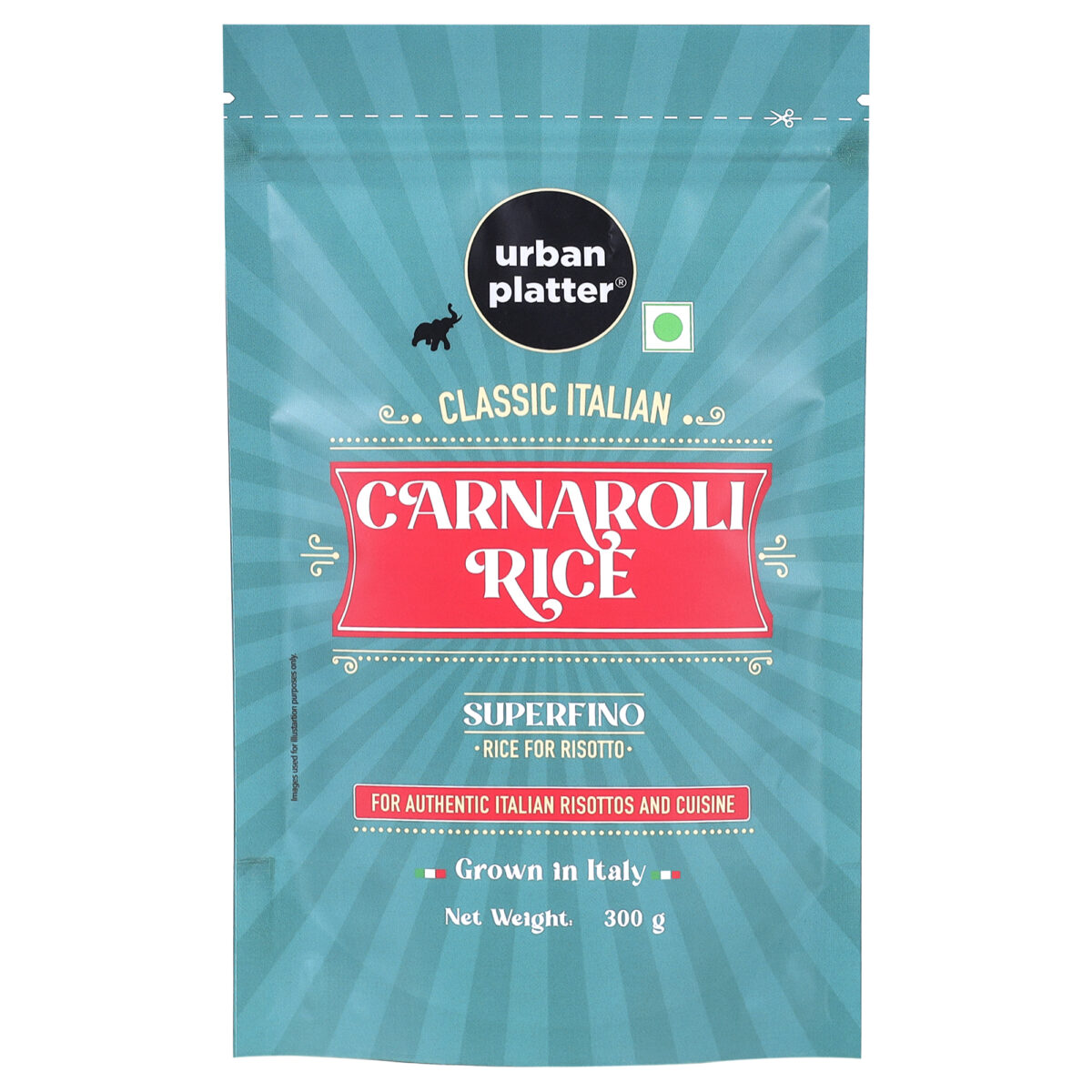 Urban Platter Classic Italian Carnaroli Rice, 300g (Medium Grain Rice | Firm and Starchy | Risotto Rice)