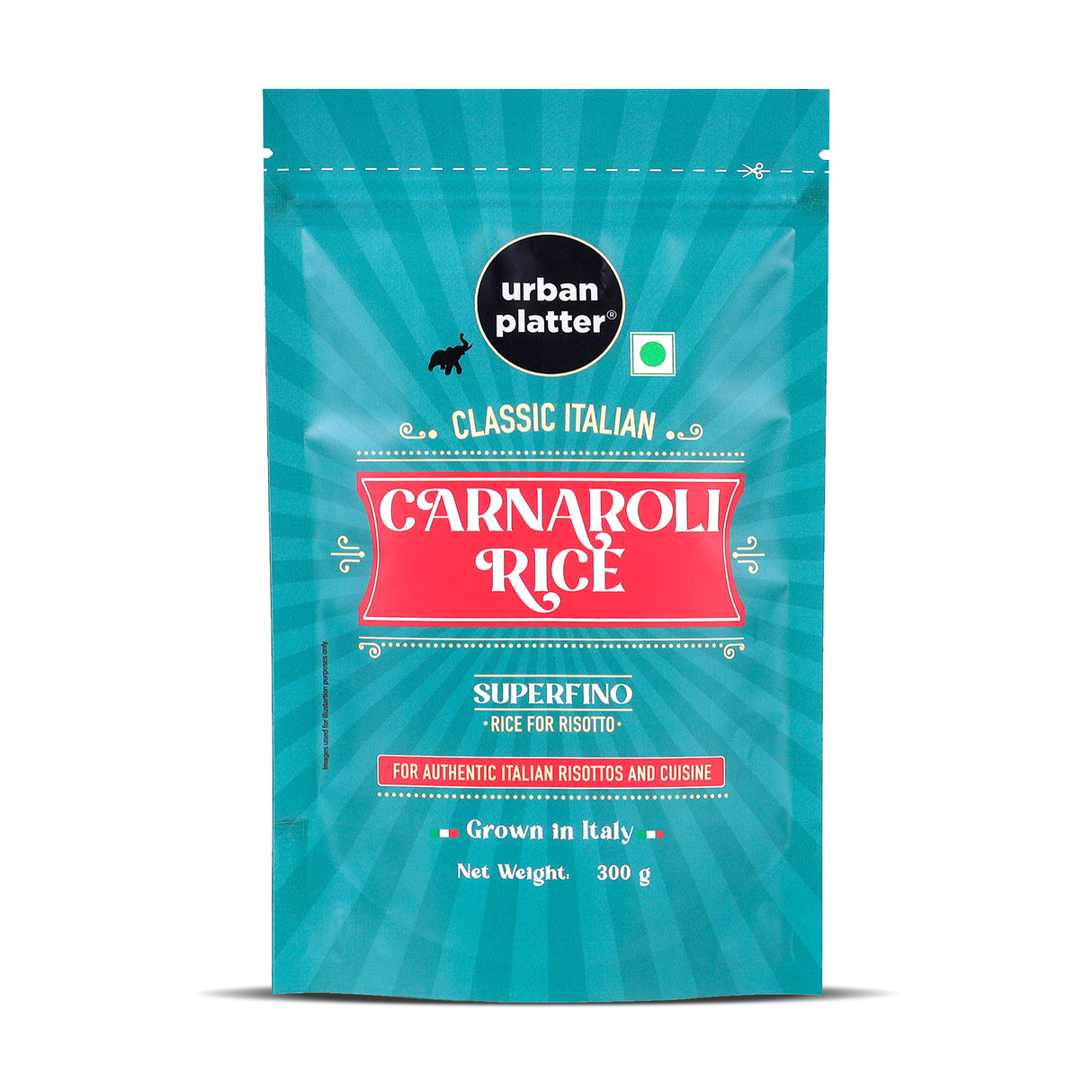 Urban Platter Classic Italian Carnaroli Rice, 300g (Medium Grain Rice | Firm and Starchy | Risotto Rice)