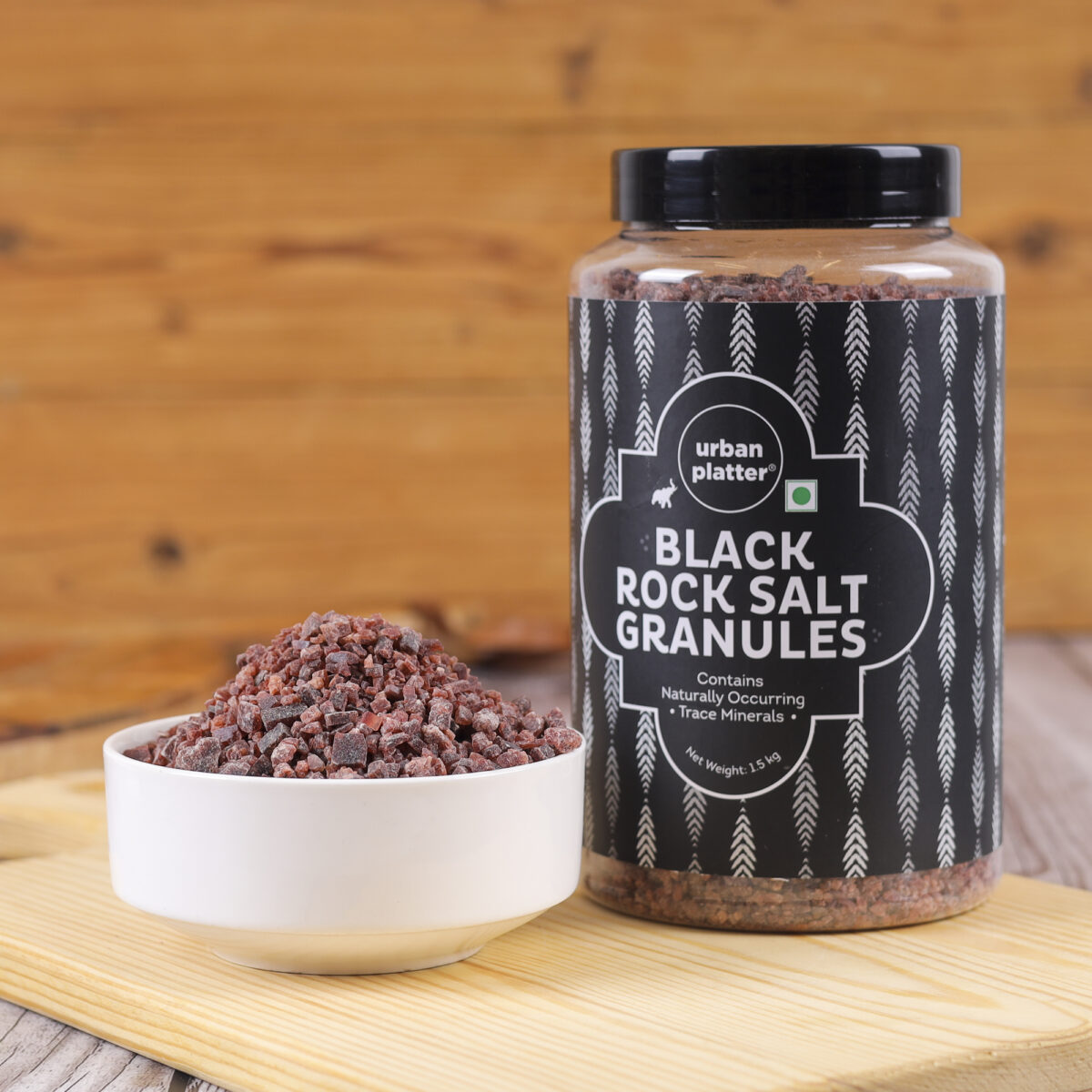 Urban Platter Black Rock Salt Granules, 1.5 kg (Kala Namak | Black Salt Crystals | Additive Free)