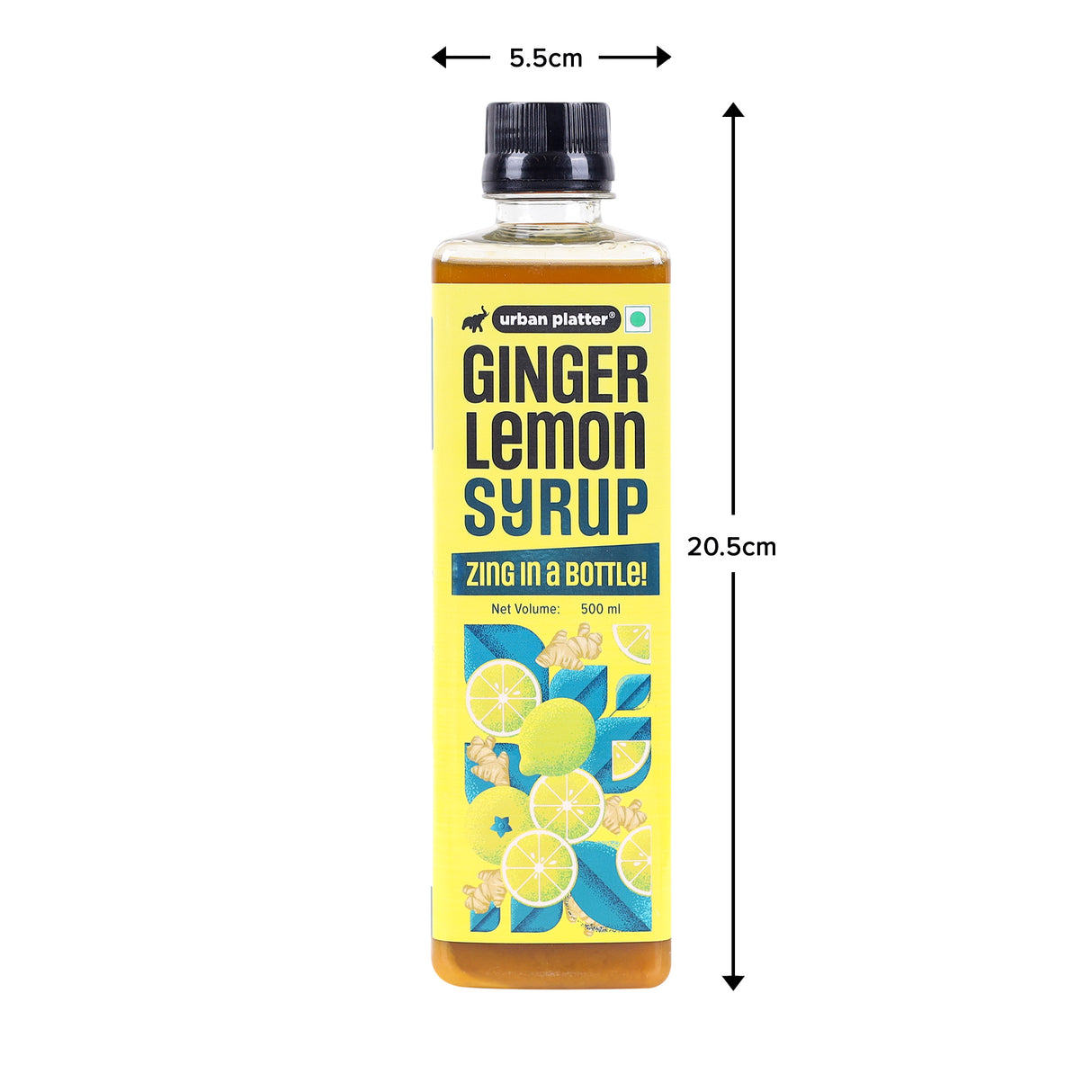 Urban Platter Ginger Lemon Syrup, 500ml (Refreshing | Tangy and Zesty | Sweetened)