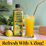 Urban Platter Ginger Lemon Syrup, 500ml (Refreshing | Tangy and Zesty | Sweetened)