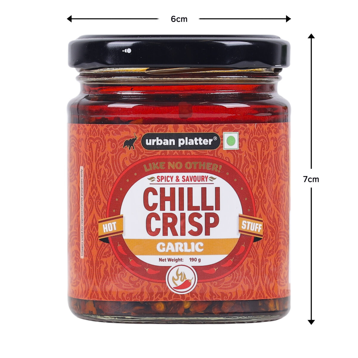 Urban Platter Chilli Garlic Crisp, 190g (Crunchy Chilli and Garlic in Sunflower Oil |  Versatile Condiment | Spicy | Savoury)