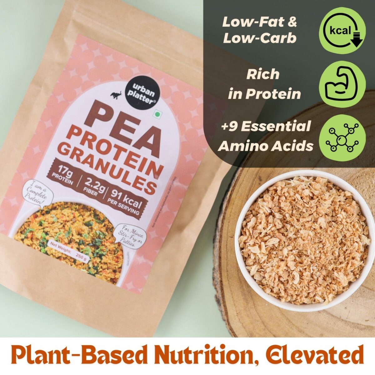 Urban Platter Pea Protein Granules, 250 g (Plant Based Protein | Additive Free | High in Protein)