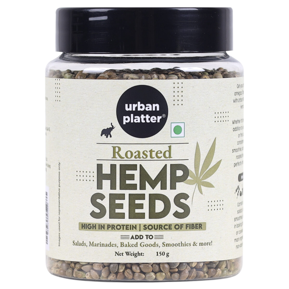 Urban Platter Roasted Hemp Seeds, 150 g (Hemp Seeds for Eating | Salad Topping | Roasted)