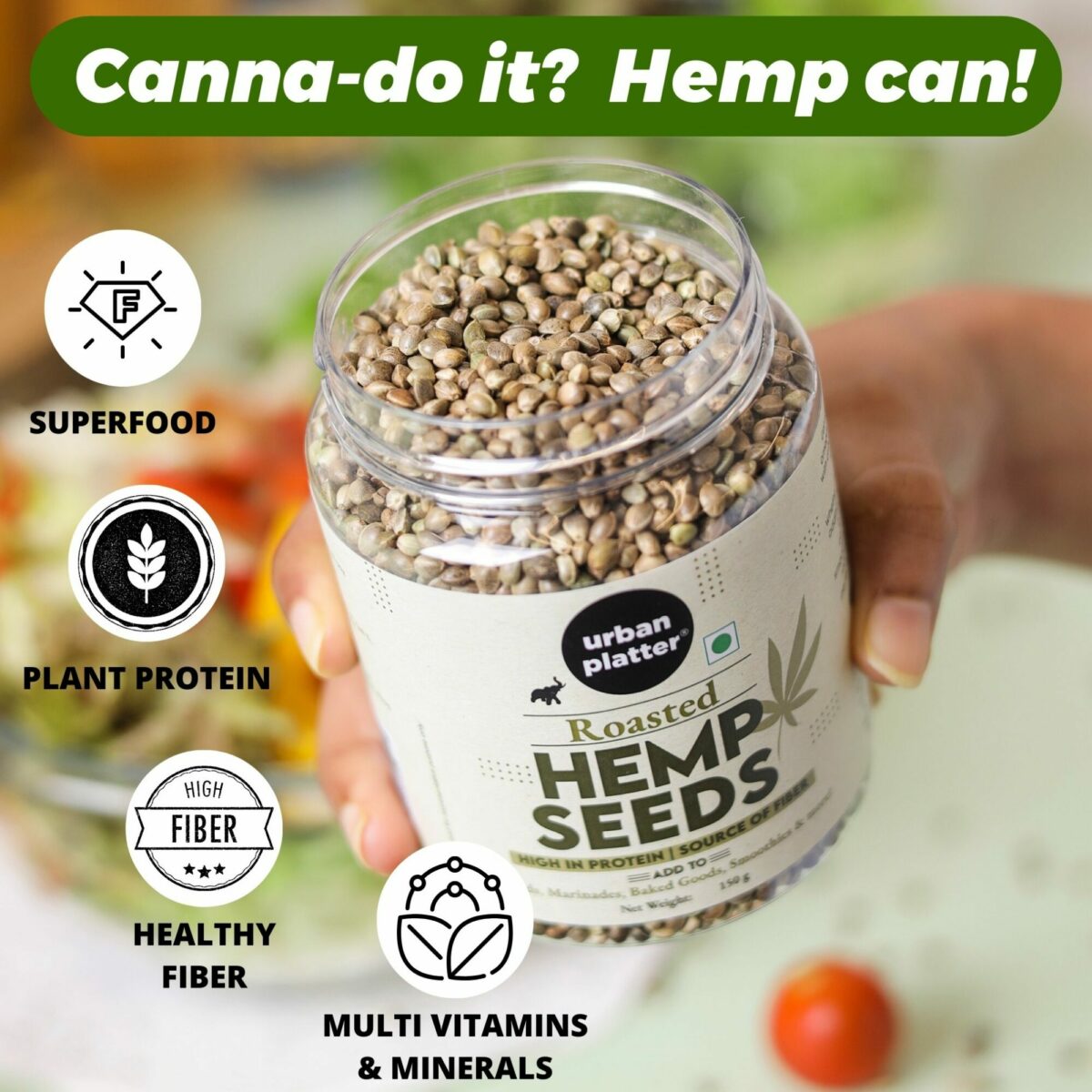 Urban Platter Roasted Hemp Seeds, 150 g (Hemp Seeds for Eating | Salad Topping | Roasted)