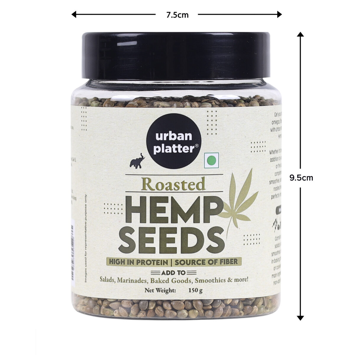 Urban Platter Roasted Hemp Seeds, 150 g (Hemp Seeds for Eating | Salad Topping | Roasted)