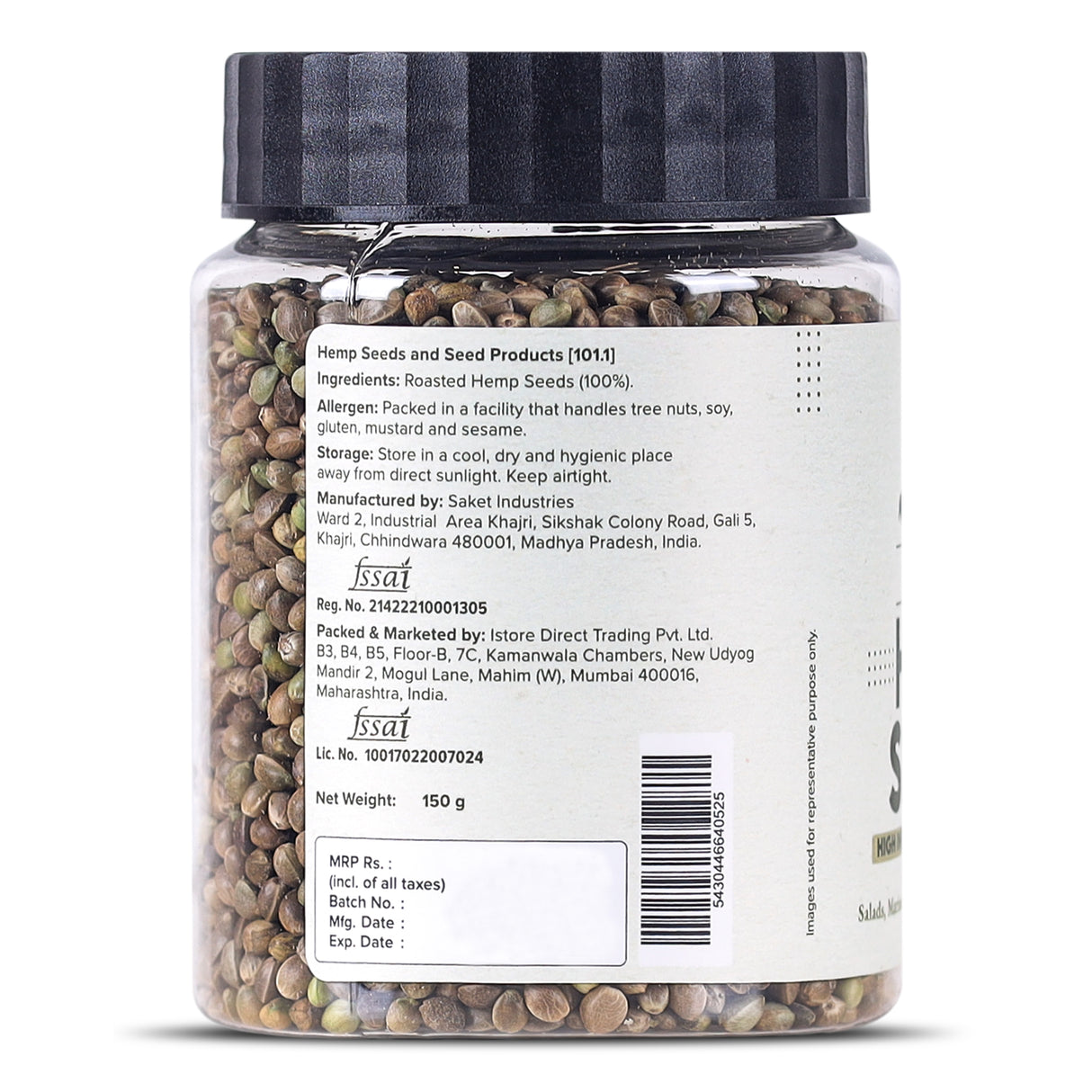 Urban Platter Roasted Hemp Seeds, 150 g (Hemp Seeds for Eating | Salad Topping | Roasted)