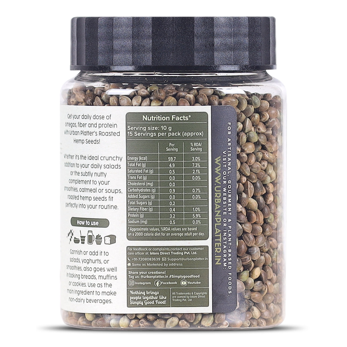 Urban Platter Roasted Hemp Seeds, 150 g (Hemp Seeds for Eating | Salad Topping | Roasted)