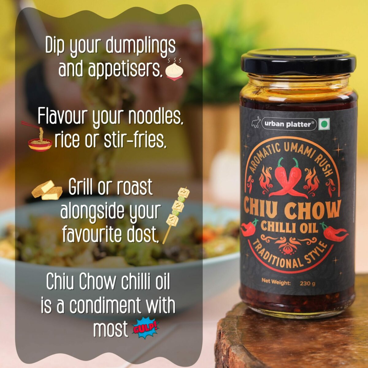 Urban Platter Chiu Chow Chilli Oil, 230 g (Spicy | Umami | Dip | Spread | Drizzle)