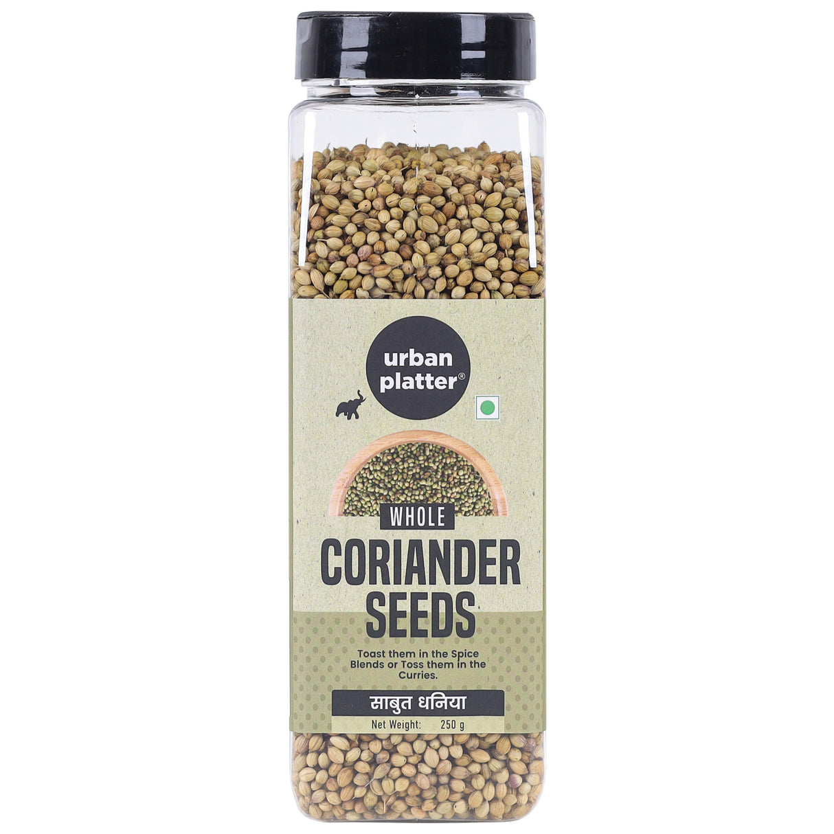 Urban Platter Whole Coriander Seeds (Sabut Dhaniya or Dhana) Shaker Jar, 250g