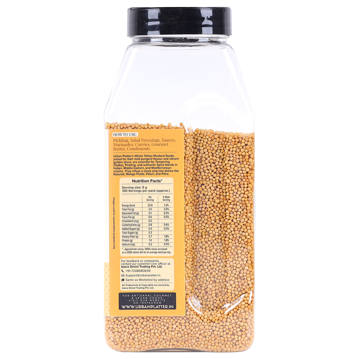 Urban Platter Whole Yellow Mustard Seeds (Sarson), 500g