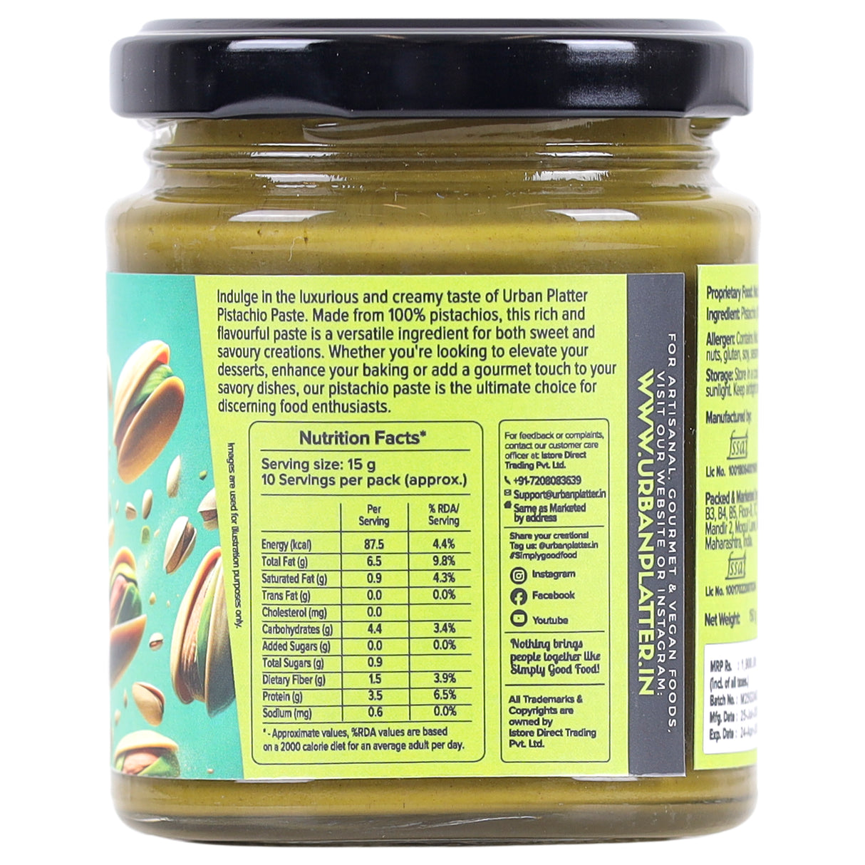 Urban Platter Pishori Pistachio Paste, 150g (Pure Pista Butter)