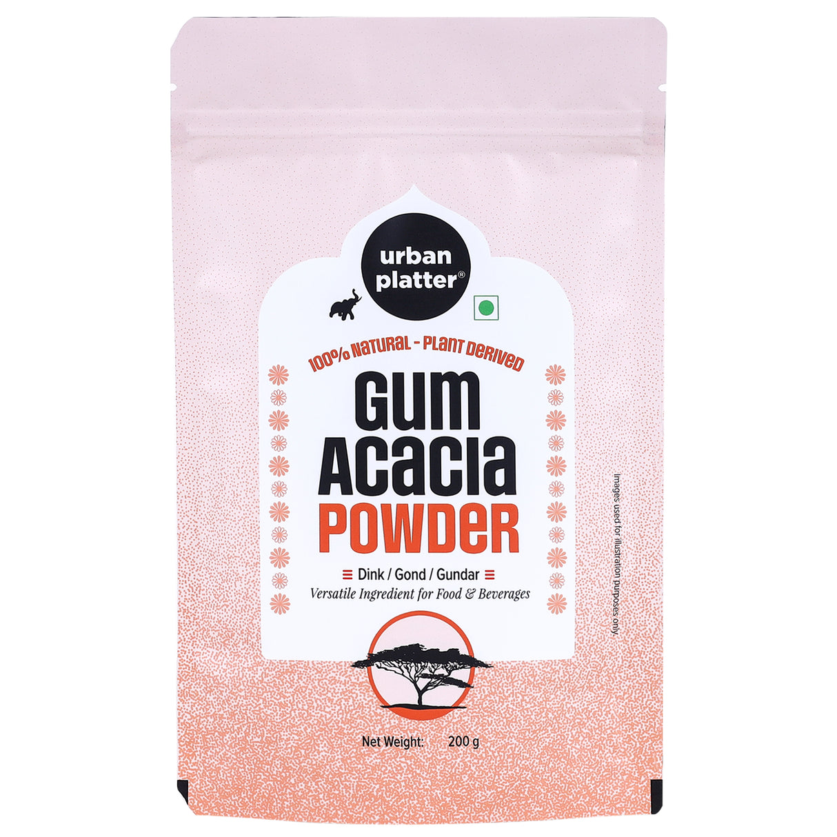 Gum Acacia Powder, 200g (Natural Dink Gond Gunder, Prebiotic Fibre, Baking Binder, Naturally Gluten-free)