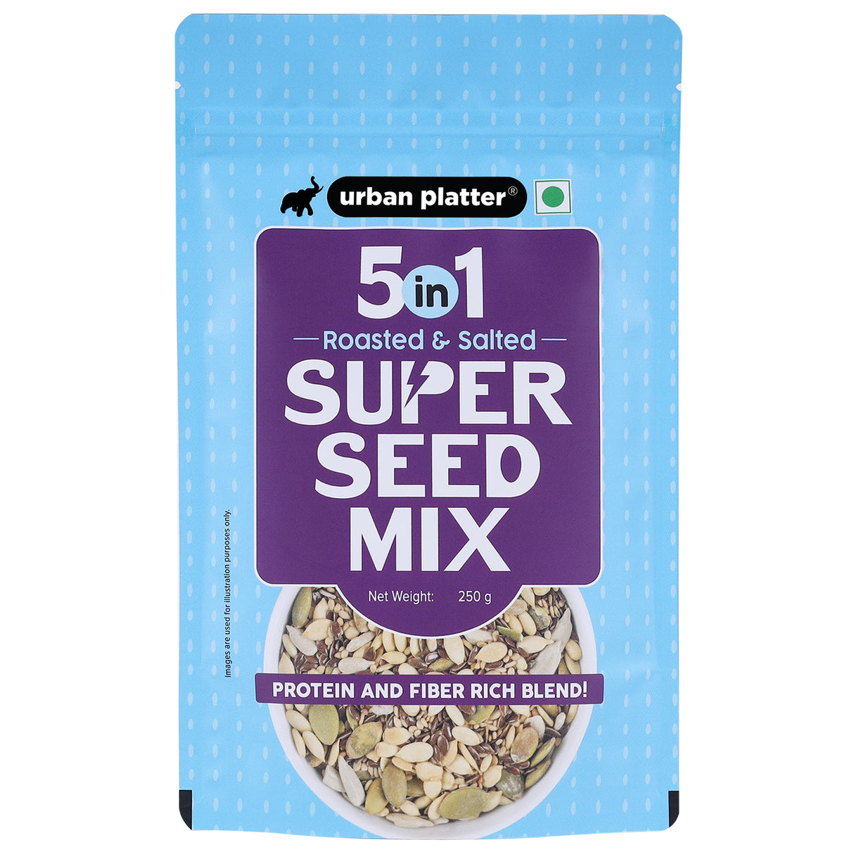 Urban Platter 5-in-1 Super Seed Mix, 250g (Roasted and Salted | Sunflower | Pumpkin | Flax | Watermelon | White Sesame)