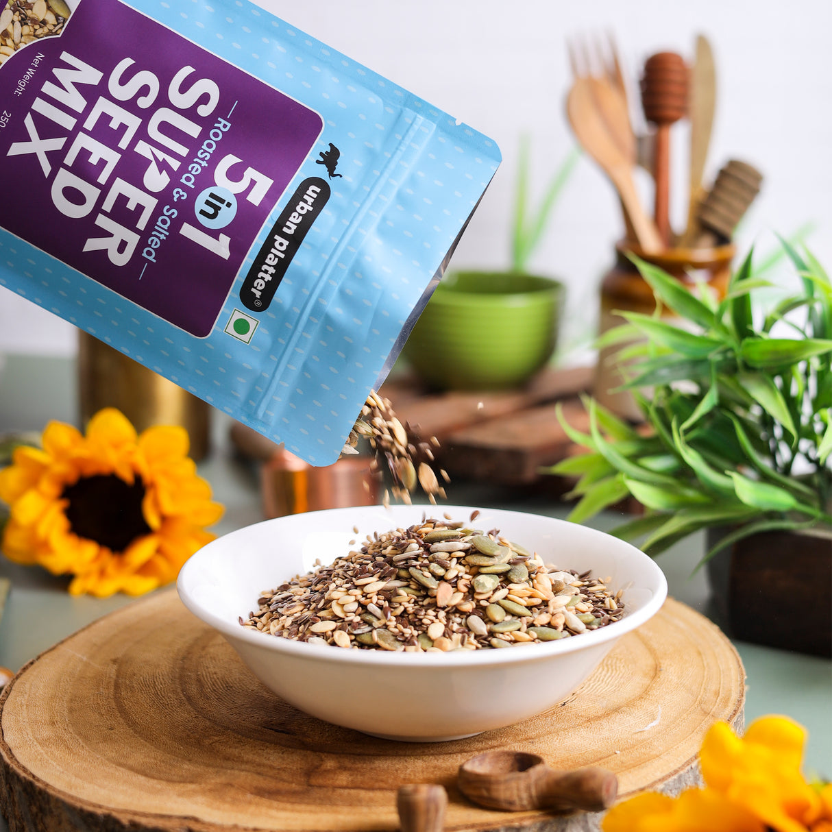 Urban Platter 5-in-1 Super Seed Mix, 250g (Roasted and Salted | Sunflower | Pumpkin | Flax | Watermelon | White Sesame)