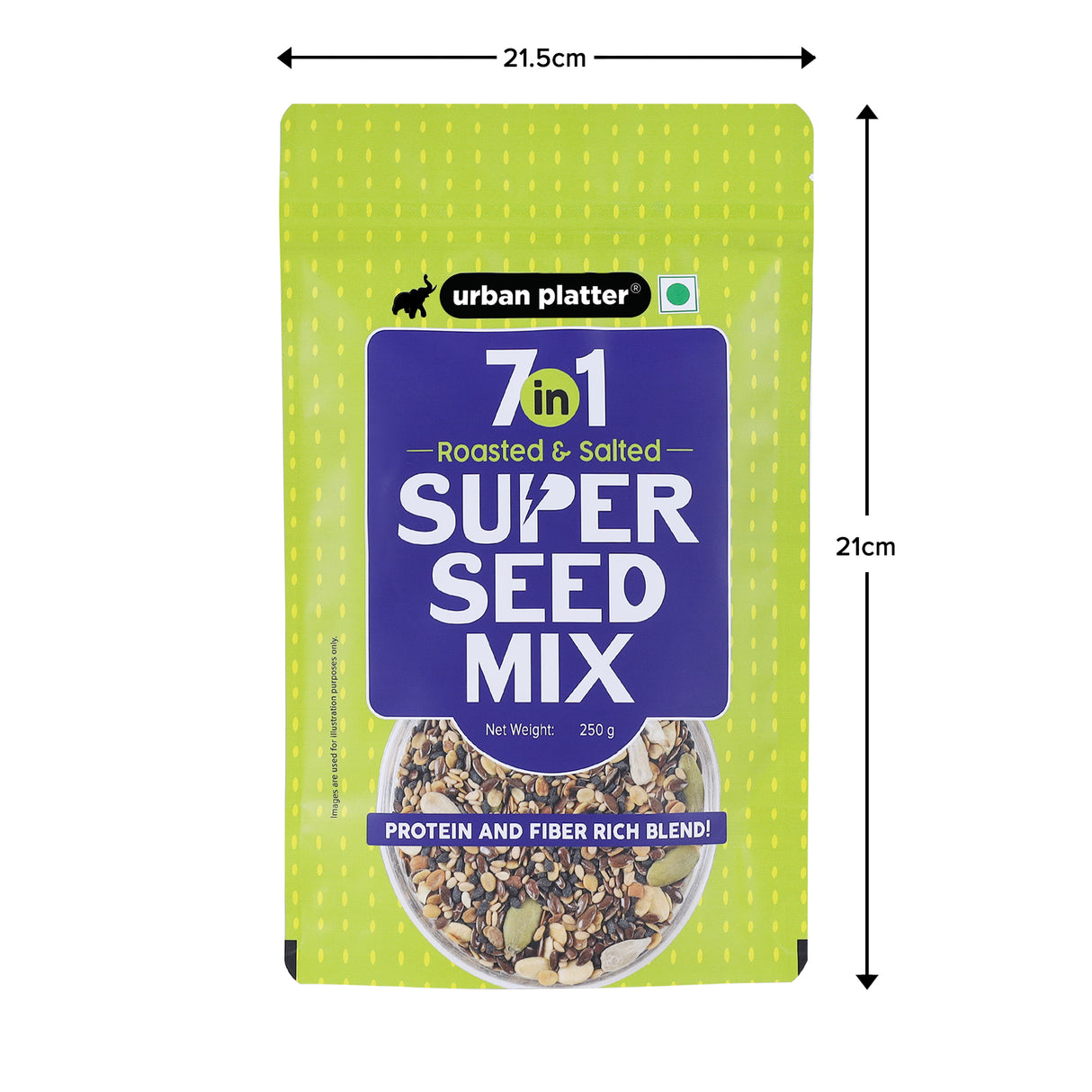 Urban Platter 7-in-1 Super Seed Mix, 250g (Roasted and Salted | Sunflower | Pumpkin | Split Coriander | Watermelon | Black Sesame | White Sesame | Flax Seed)