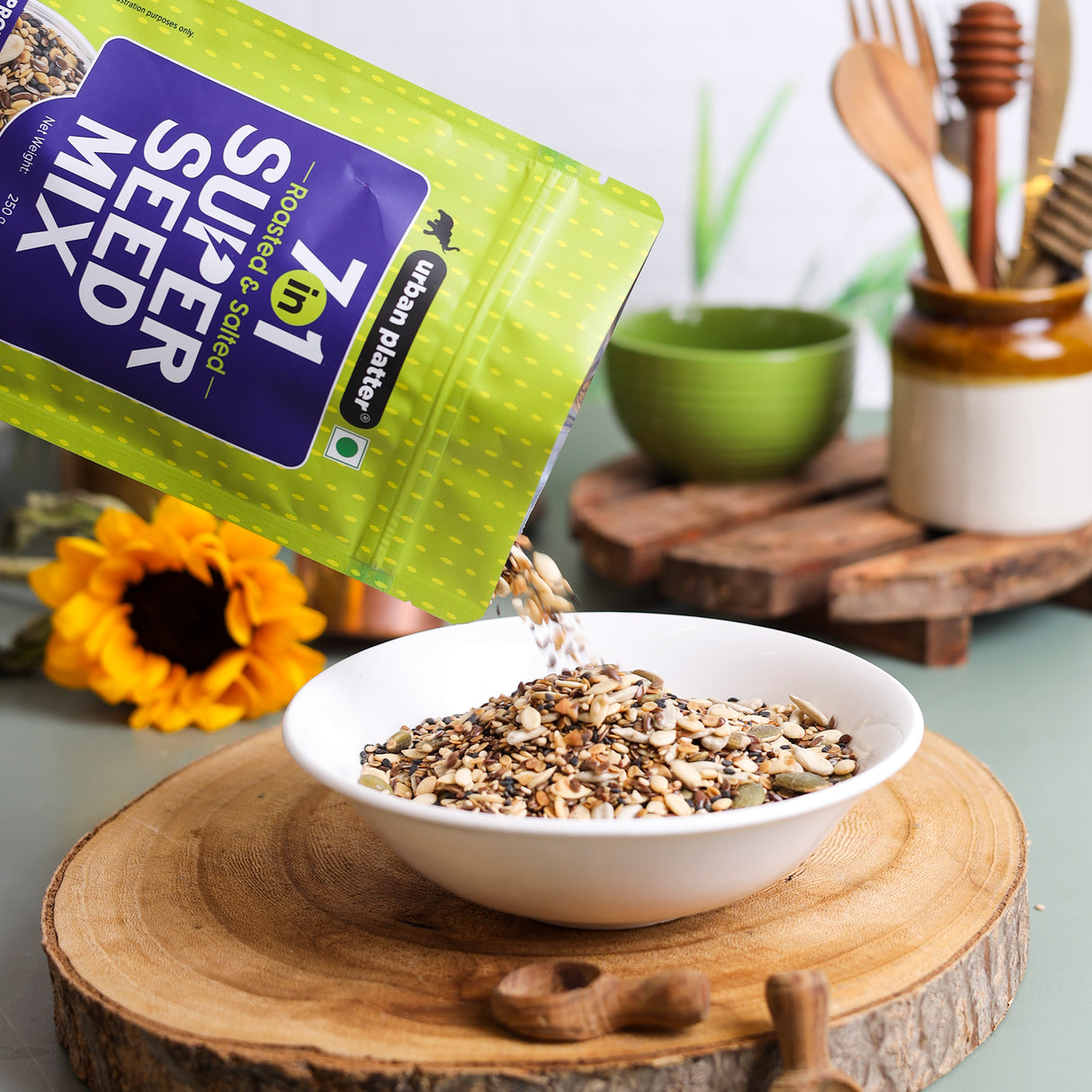 Urban Platter 7-in-1 Super Seed Mix, 250g (Roasted and Salted | Sunflower | Pumpkin | Split Coriander | Watermelon | Black Sesame | White Sesame | Flax Seed)