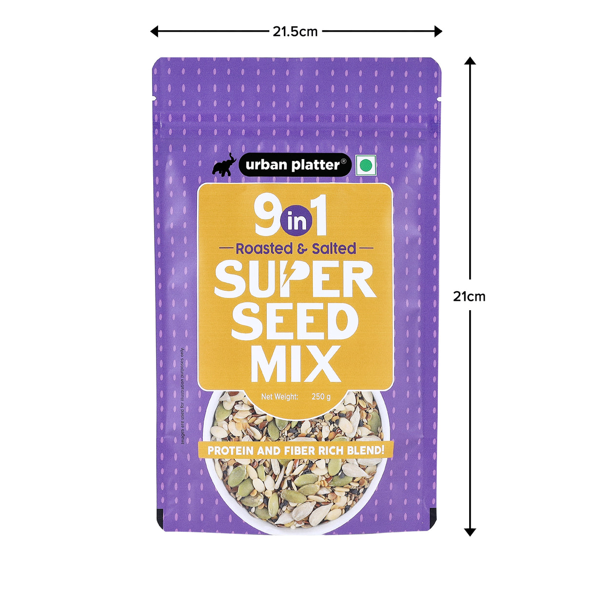 Urban Platter 9-in-1 Super Seed Mix, 250g (Roasted and Salted | Sunflower | Watermelon | Flax | Pumpkin | White and Black Sesame | Split Coriander | Dill | Carom)