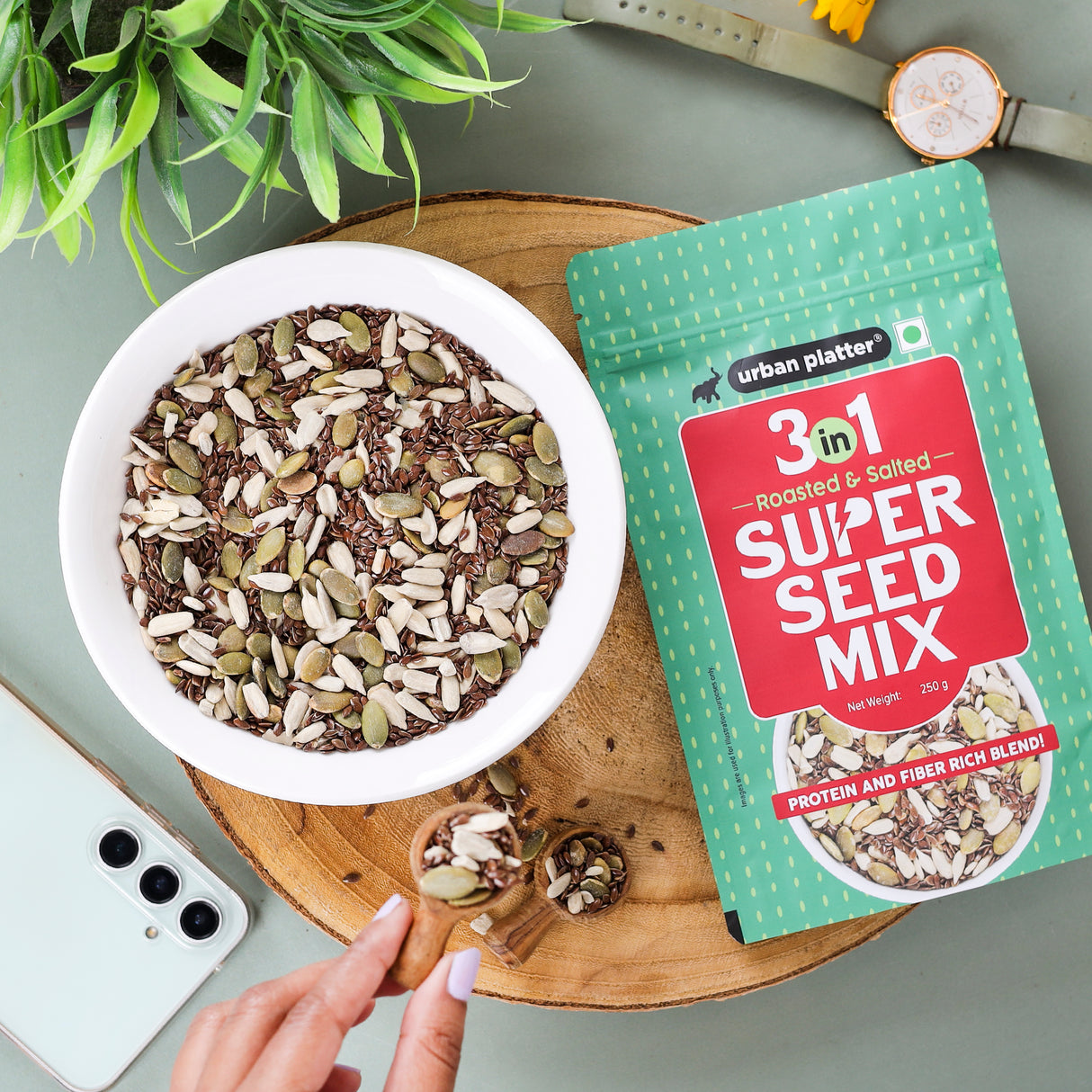 3-in-1 Super Seed Mix, 250g (Roasted and Salted | Sunflower | Pumpkin | Flax Seed)