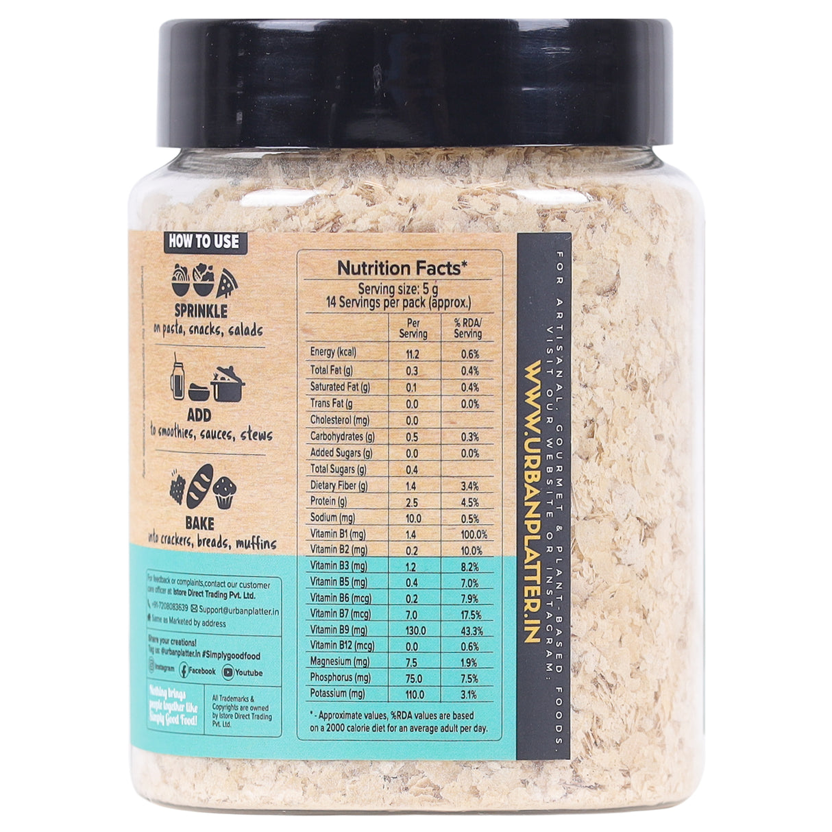 Urban Platter Nutritional Yeast Flakes (Unfortified | Plant Based | Nutty and Cheesy Flavour)