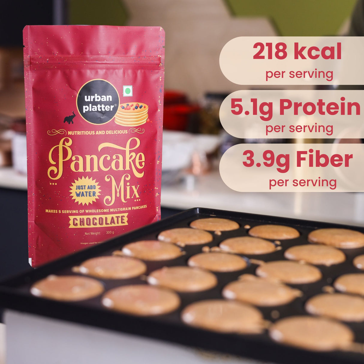Urban Platter Chocolate Pancake Mix, 300g (Refined Flour free | Instant Mix | Breakfast Essential) - product image 4