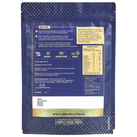Tapioca Pearls Sabudana (Sago), 1Kg