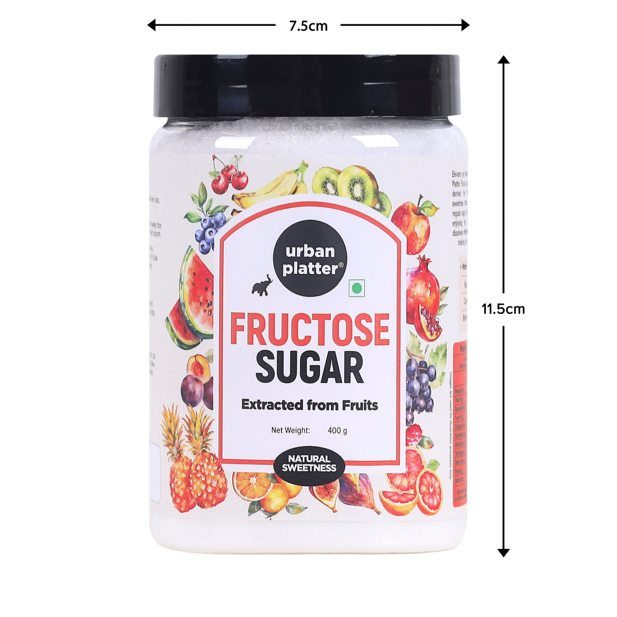 Urban Platter Pure Fructose Sugar, 400g / 14.11oz [Fruit-based, Finely Granulated & Free-flowing Sugar]