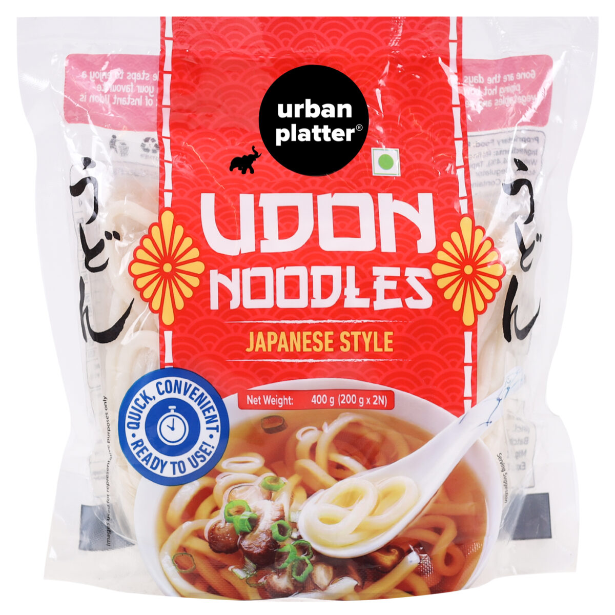 Urban Platter Thick Udon Noodles, 400g (2N x 200g | Ready to Use | Use in Ramen and Stir Fries)