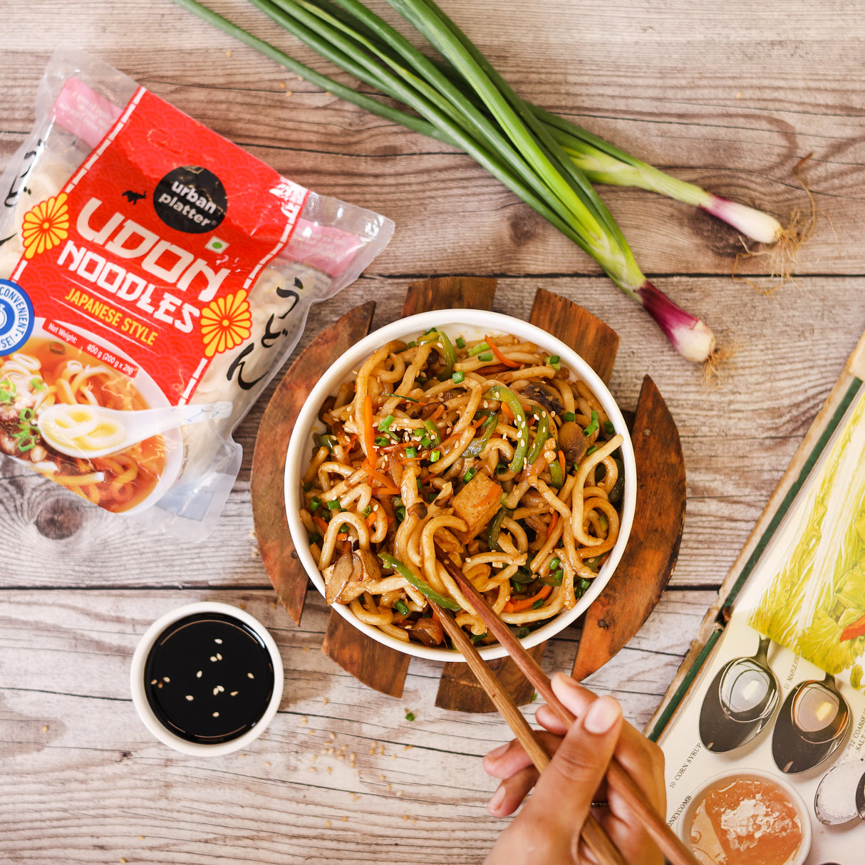 Urban Platter Thick Udon Noodles, 400g (2N x 200g | Ready to Use | Use in Ramen and Stir Fries)